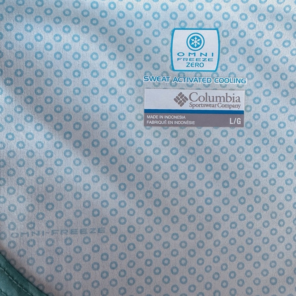 Columbia Omni-Freeze Zero Turquoise Blue Swirl Sleeveless Cool Active Dress LG - Picture 7 of 8
